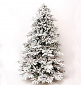 Green PE +PVC mix flock artificial tree Christmas tree with warm white LED lights with controller christmas decorations