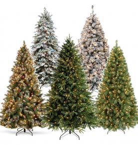 High quality artificial snow flocked Christmas tree 6 ft 7 ft LED Pre-Lit Christmas trees with lights