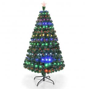 Custom 4/5/6/7/9 Foot Pre-Lit Fiber Optic Artificial Christmas Pine Tree with LED Change Lighting up fiber Optic Foldable Tree